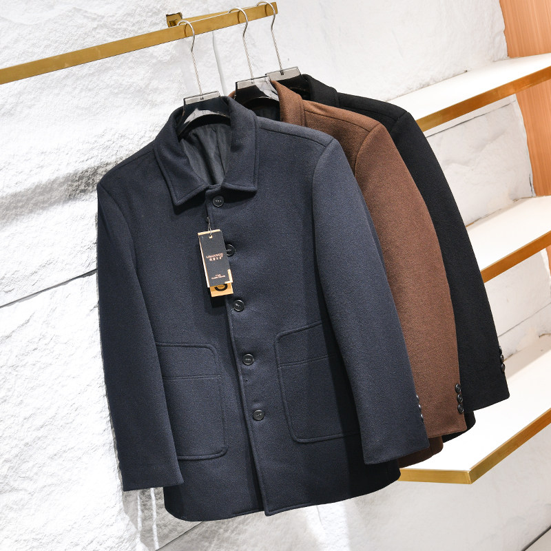 秋冬王炸牛货中长翻领毛呢大衣