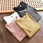 王炸狠货 T恤夏 日系复古刺绣圆领休闲短袖 重磅320克纯棉 外贸男士