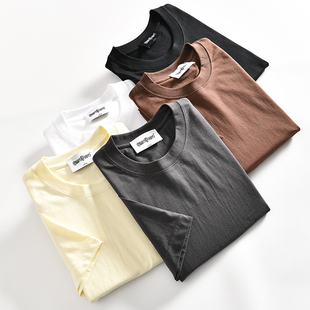 捡漏！260g双纱索罗纳！外贸男士时尚百搭宽松休闲圆领短袖T恤夏