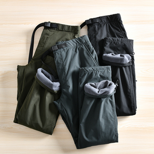 秋冬加绒加厚保暖卡扣直筒休闲裤 日单2025户外防风防水 外贸男装