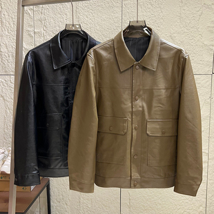 满满高级感！细腻超纤皮！秋季男士时尚休闲机车翻领皮衣夹克潮
