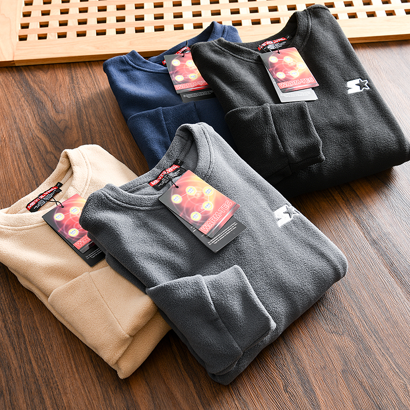 保暖双面摇粒绒百搭圆领卫衣