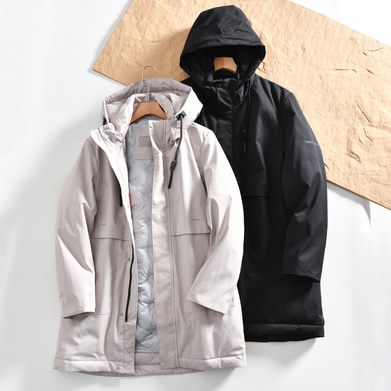 90白鸭绒压胶锁绒中长款羽绒服