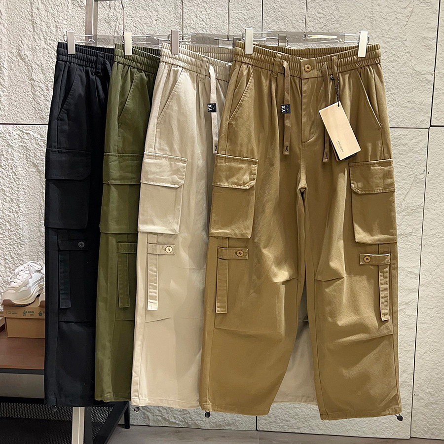 重磅美式！100%棉水洗纱卡！秋冬男士松紧腰大口袋工装休闲长裤潮,男装,休闲裤,淘宝优惠券,粉丝福利购,淘宝优惠卷