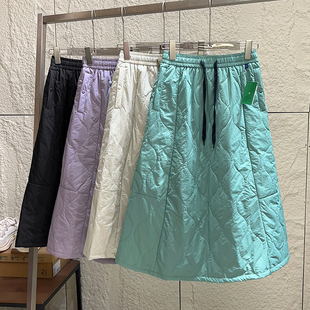 山系户外！葫芦格绗缝！秋冬女士轻量夹棉保暖防泼水中长款半身裙