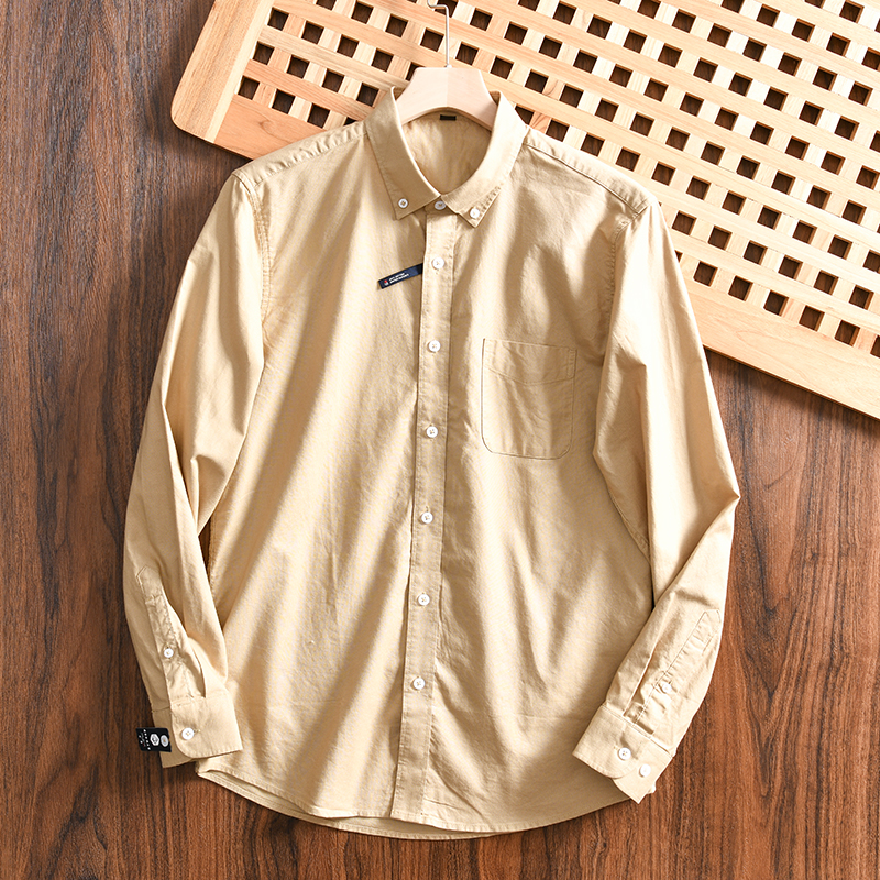 全棉水洗牛津纺长袖衬衫