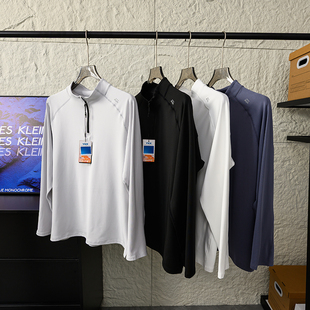 为运动而生!舒适一体薄绒!秋季男士户外休闲半拉链立领长袖T恤