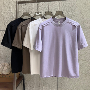 痞帅舒适透气纯色圆领短袖 自留款 外贸男个性 夏季 T恤 柔软亲肤