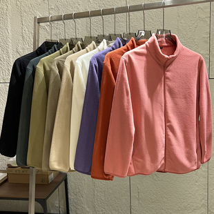 上身即暖!双面摇粒绒!秋冬男女时尚百搭纯色立领抓绒衣夹克卫衣