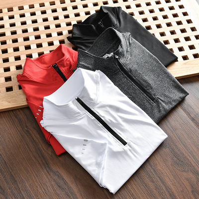 运动休闲半拉链立领短袖T恤