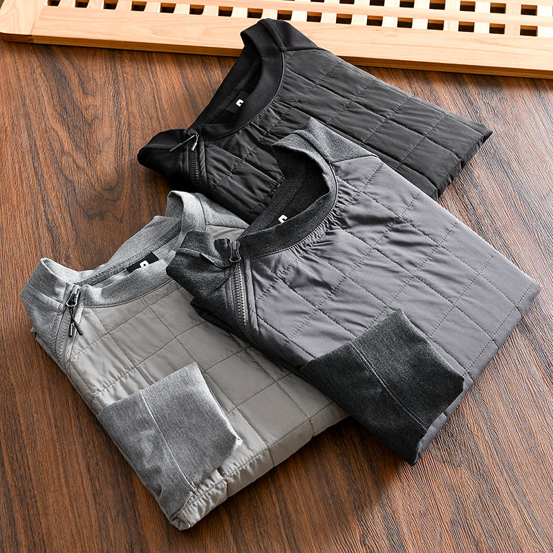 户外机能夹棉针织圆领套头卫衣