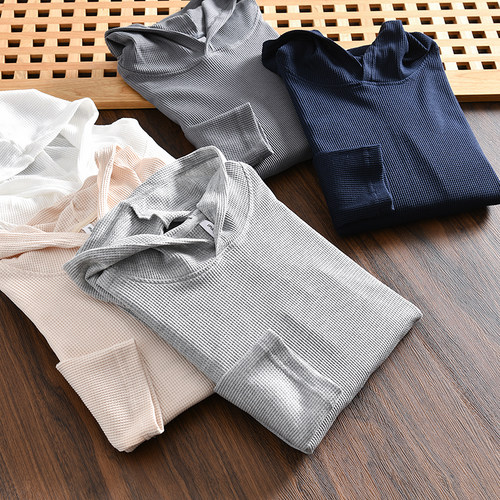 重磅260g华夫格纯色连帽卫衣