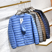 纯色高冲90白鸭绒保暖时尚 秋冬男士 无领羽绒服 便携式 出U品订单