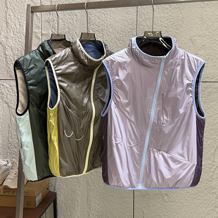 防风保暖运动立领马甲潮 秋冬男女情侣款 山系户外 斜拉链双面穿