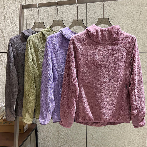 男女亲肤保暖纯色连帽抓绒卫衣