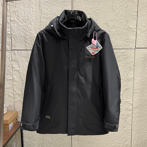 户外通勤防风防水连帽羽绒服男