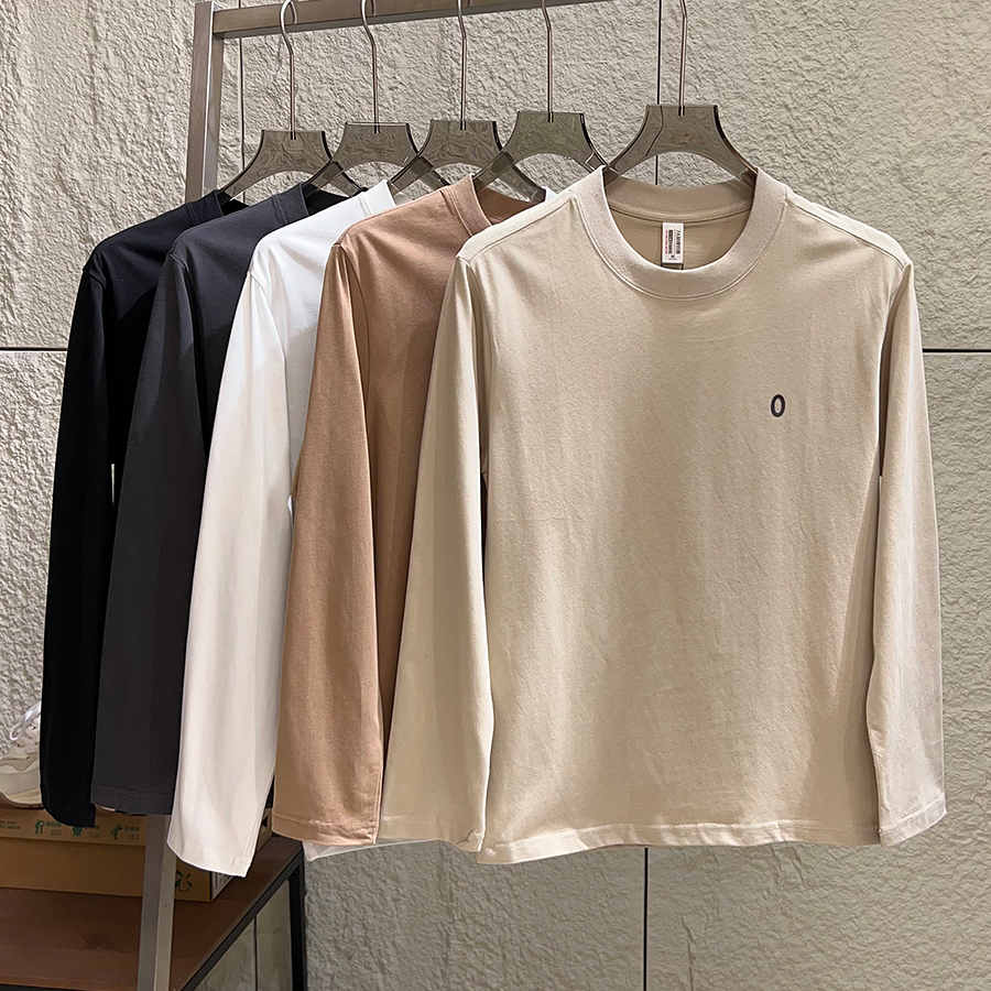 全棉7A抗菌百搭纯色圆领长袖T恤