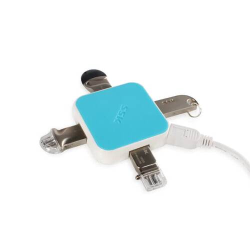 飚王 SHU030   缤纷USB分线器 HUB一拖四集线USB 电脑外接键盘鼠标散热器口 天际蓝 1.2米线