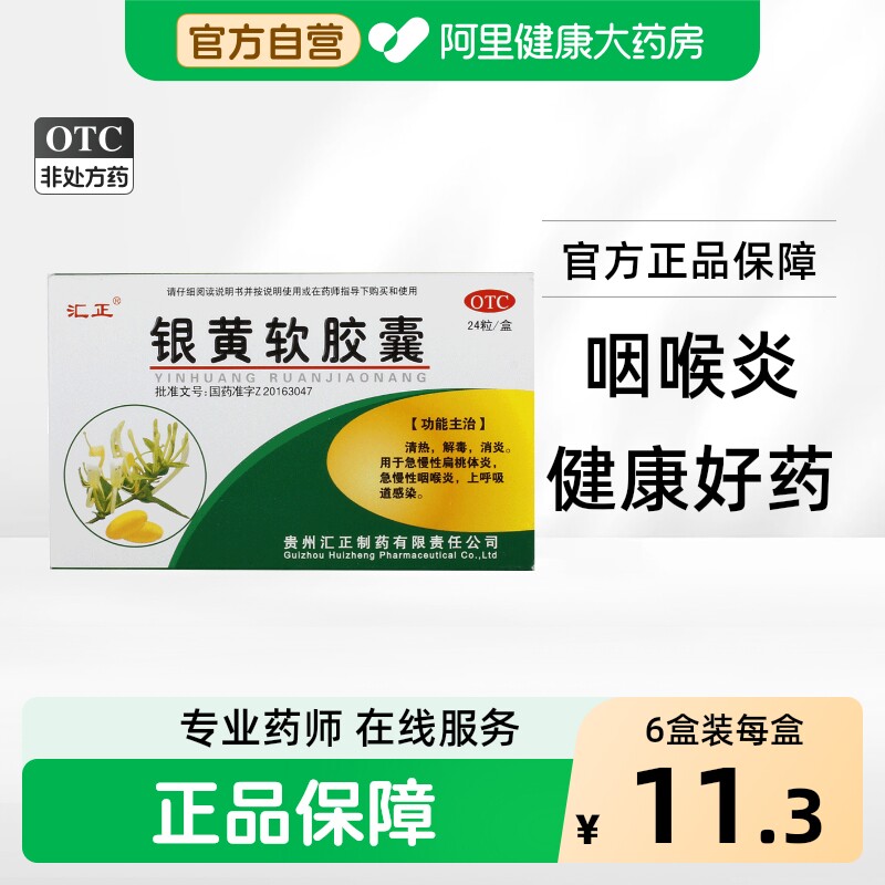 [汇正]银黄软胶囊0.5g*24粒/盒图片