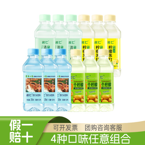 名仁苏打水375ml瓶装柠檬味整箱薄荷风味国产苏打水饮品饮料