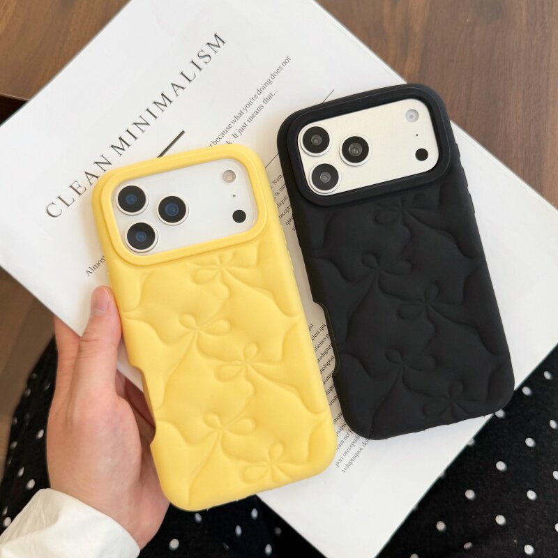 热销软糯唯美蝴蝶结纹适用苹果iphone17promax手机壳16plus全包14pro防摔13防指纹12女款11软壳大孔硅胶泡芙