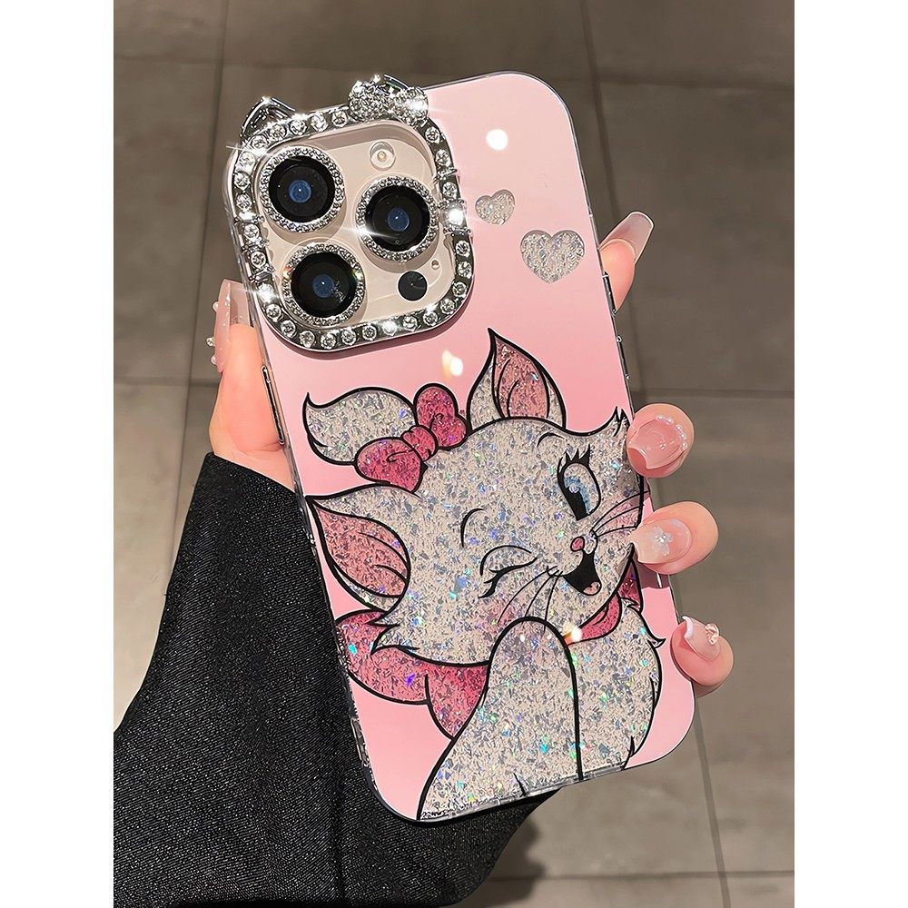 猫咪适用苹果16手机壳iphone15promax带挂绳水钻镜头膜14pro独特好看13轻奢高级感pm卡通可爱少女心全包防摔