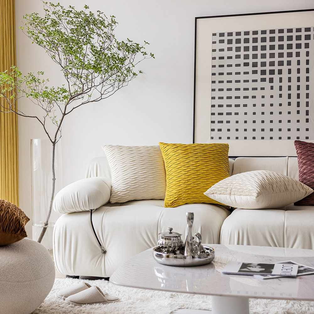 跨境亚马逊家居沙发靠背压褶靠纯色天鹅绒剪刀八字纹抱枕套,居家布艺,抱枕被,淘宝优惠券,粉丝福利购,淘宝优惠卷