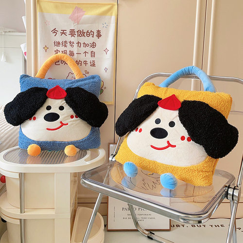 呆萌创意大耳狗抱枕夏季空调被二合一枕头办公室折叠午睡毛毯车载