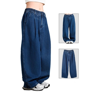 宽松直筒裤 嘻哈vibe风阔腿裤 牛仔裤 街头滑板chic廓形大码 子男美式