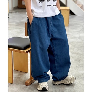 廓形裤 日系复古oversize阔腿牛仔裤 垂坠感大码 美式 男女宽松老爹裤