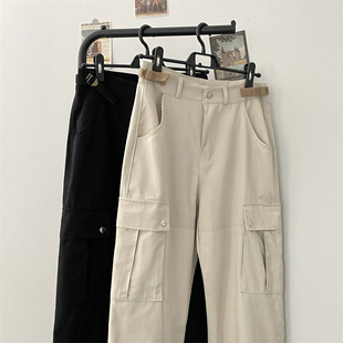 美式多口袋直筒工装裤男潮牌街头宽松阔腿长裤ins高街垂感休闲裤