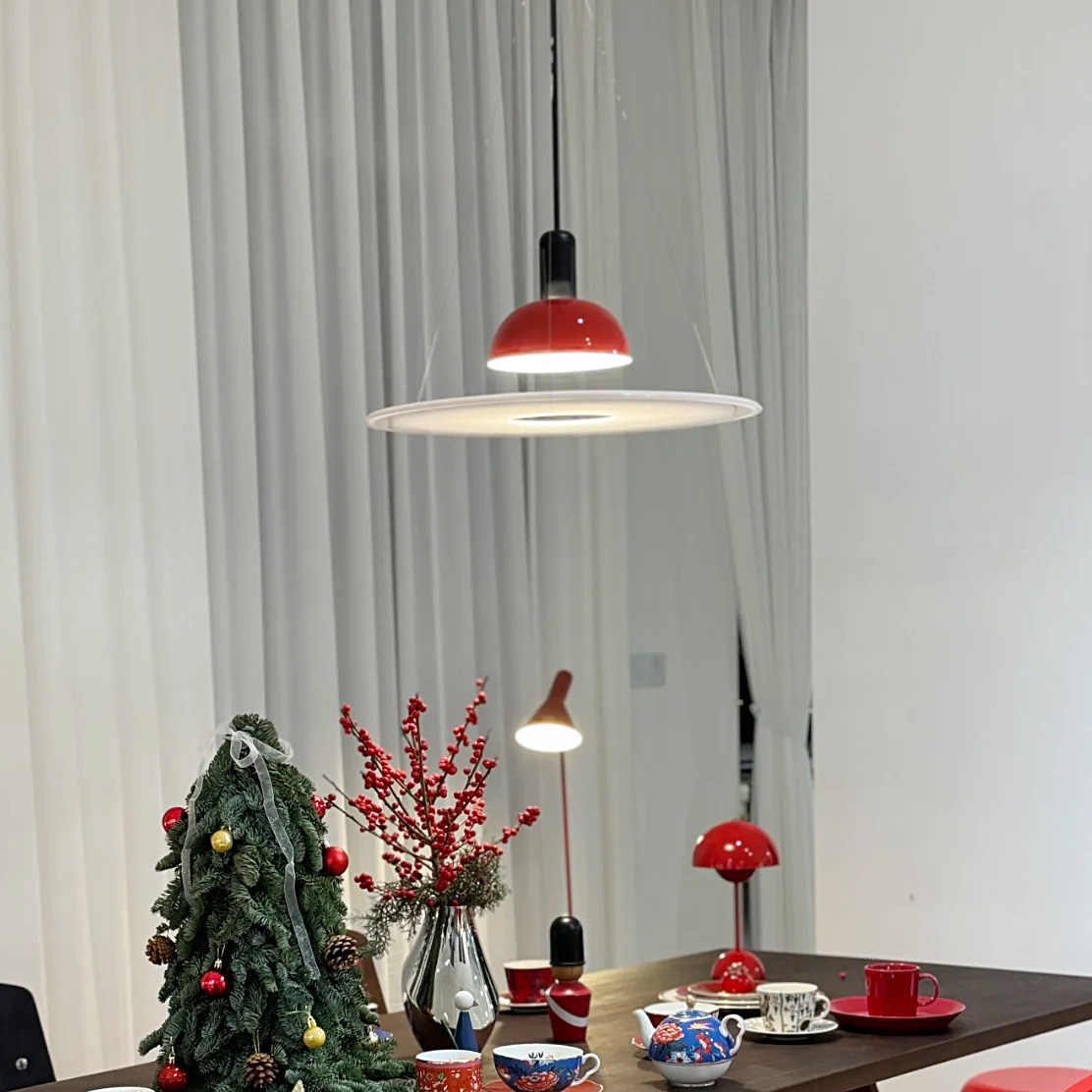 意大利设计师极简飞碟吊灯餐厅灯现代风高级感岛台吧台护眼吊线灯