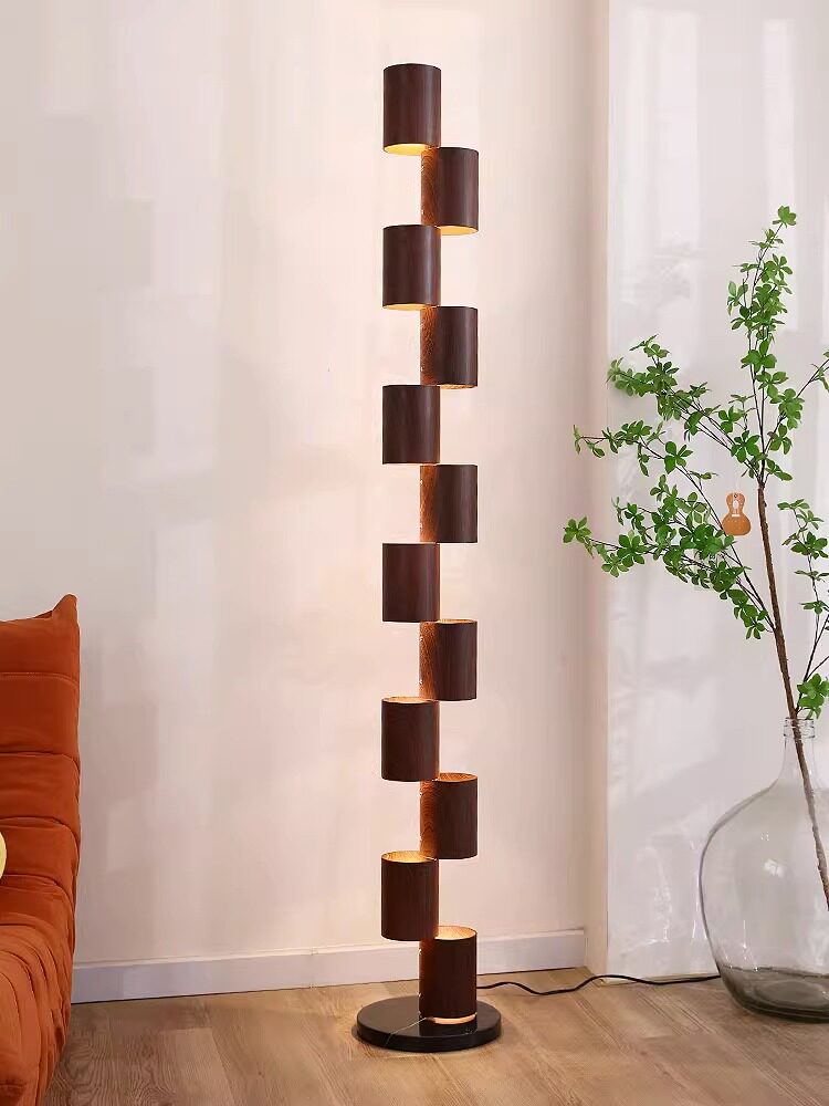 北欧设计师 胡桃木侘寂风落地灯客厅书房日式民宿别墅装饰地灯