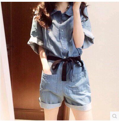 2017夏季新款连体衣女装港味短裤套装夏天宽松休闲牛仔连体裤女夏在类目 女装/女士精品, 裤子, 休闲裤中 - 来自Buy2taobao.com提供专业的淘宝代购服务