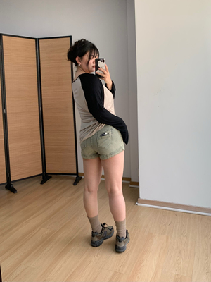 【清仓特价8折】微胖休闲出街百搭水洗短裤浅色修身短款牛仔裤女