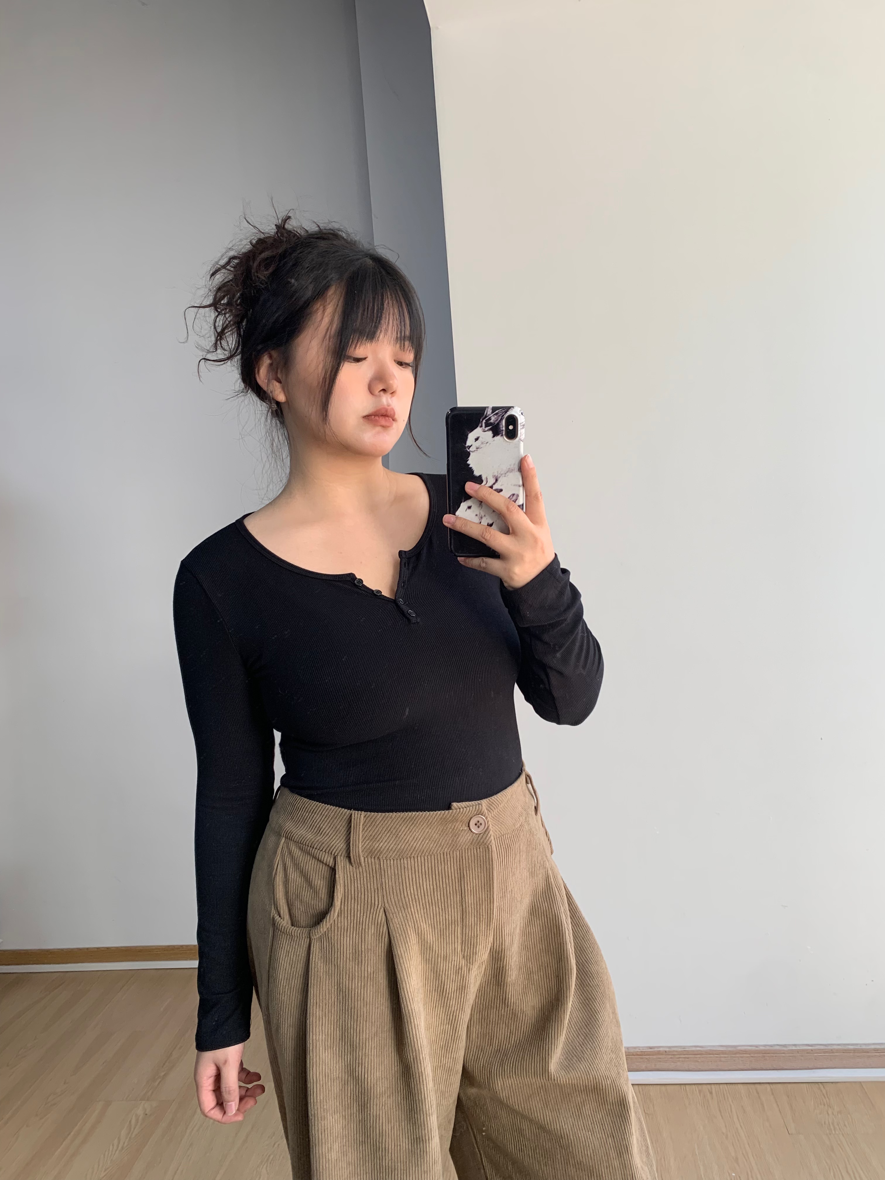 FishCake大码微胖秋冬纯色长袖修身显瘦打底衫T恤女内搭上衣胖mm