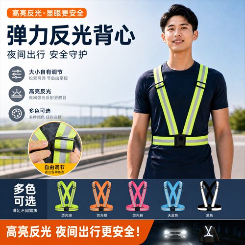 反光马甲夜间骑行跑步反光背带