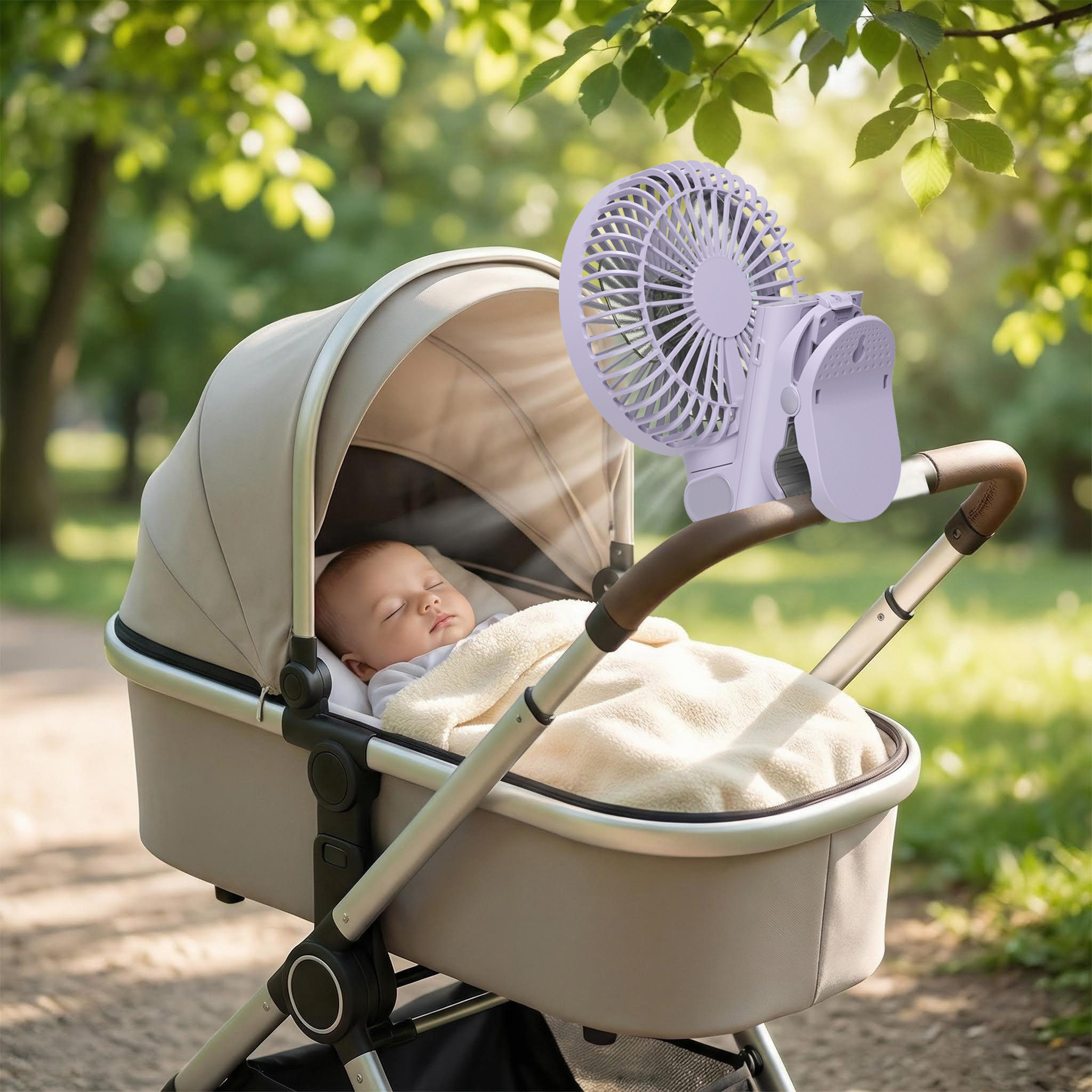 婴儿车夹扇自动摇头充电台夹小风扇USB便携式学生宿舍遥控壁挂扇