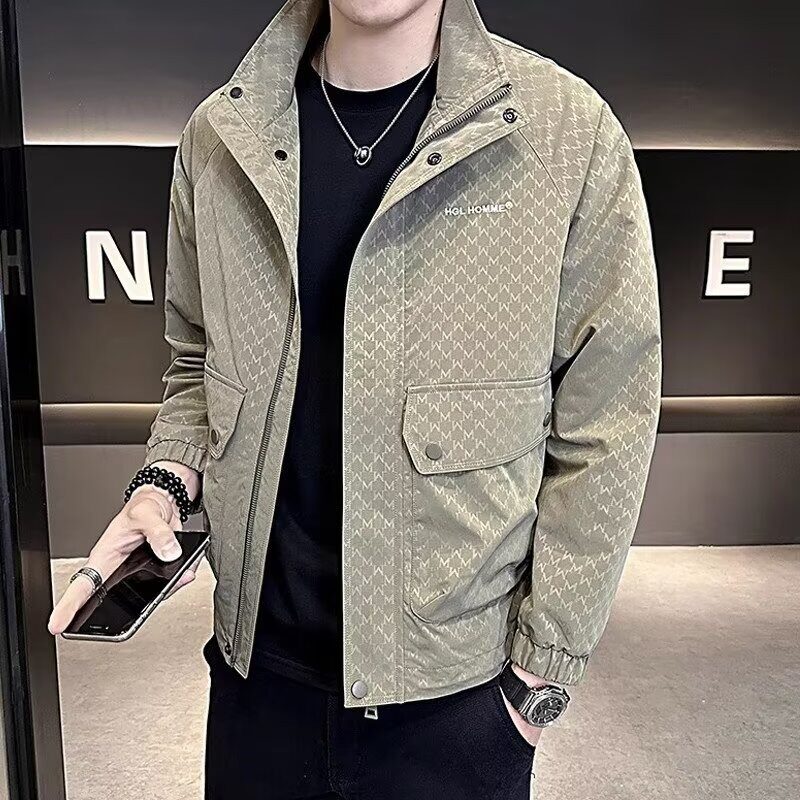 秋冬季新款加棉夹克男士立领短款风衣外套潮流工装帅气休闲棉服男