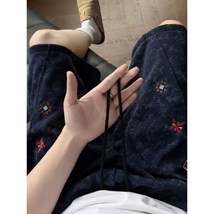 美式扎染刺绣短裤男款夏季外穿痞帅风高级感沙滩裤子运动五分中裤