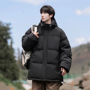 羽绒棉服男款潮流轻薄棉衣2025新款加厚大码保暖黑色面包服外套