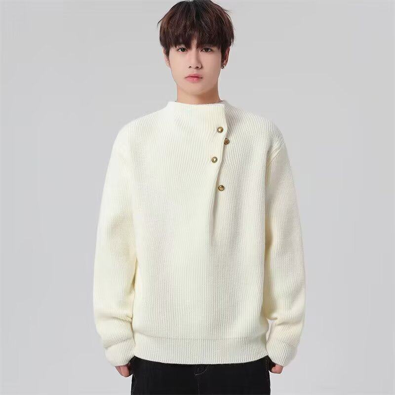 秋冬季圆领毛衣男款设计高级感潮牌衣服新款痞帅风内搭打底针织衫