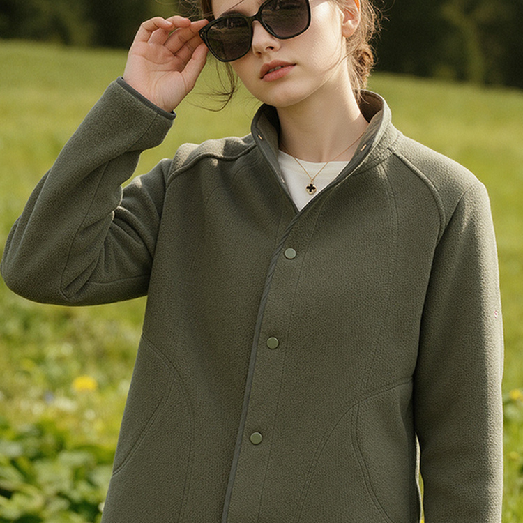 2025秋冬新款立领摇粒绒外套女短款运动跑步户外开衫保暖抓绒上衣