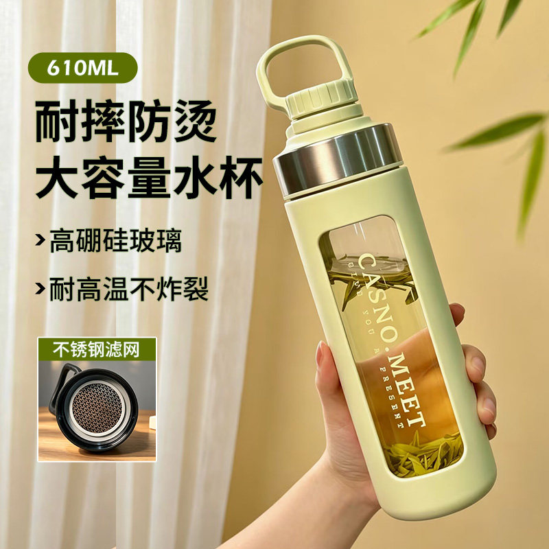 玻璃水杯大容量便携泡茶杯子图片