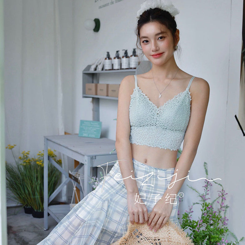 妃子纪纯欲蕾丝聚拢透气美背裹胸
