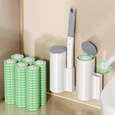 新款可抛家用壁挂一次性马桶刷带艾草替换头洗厕所刷子卫生间清洁