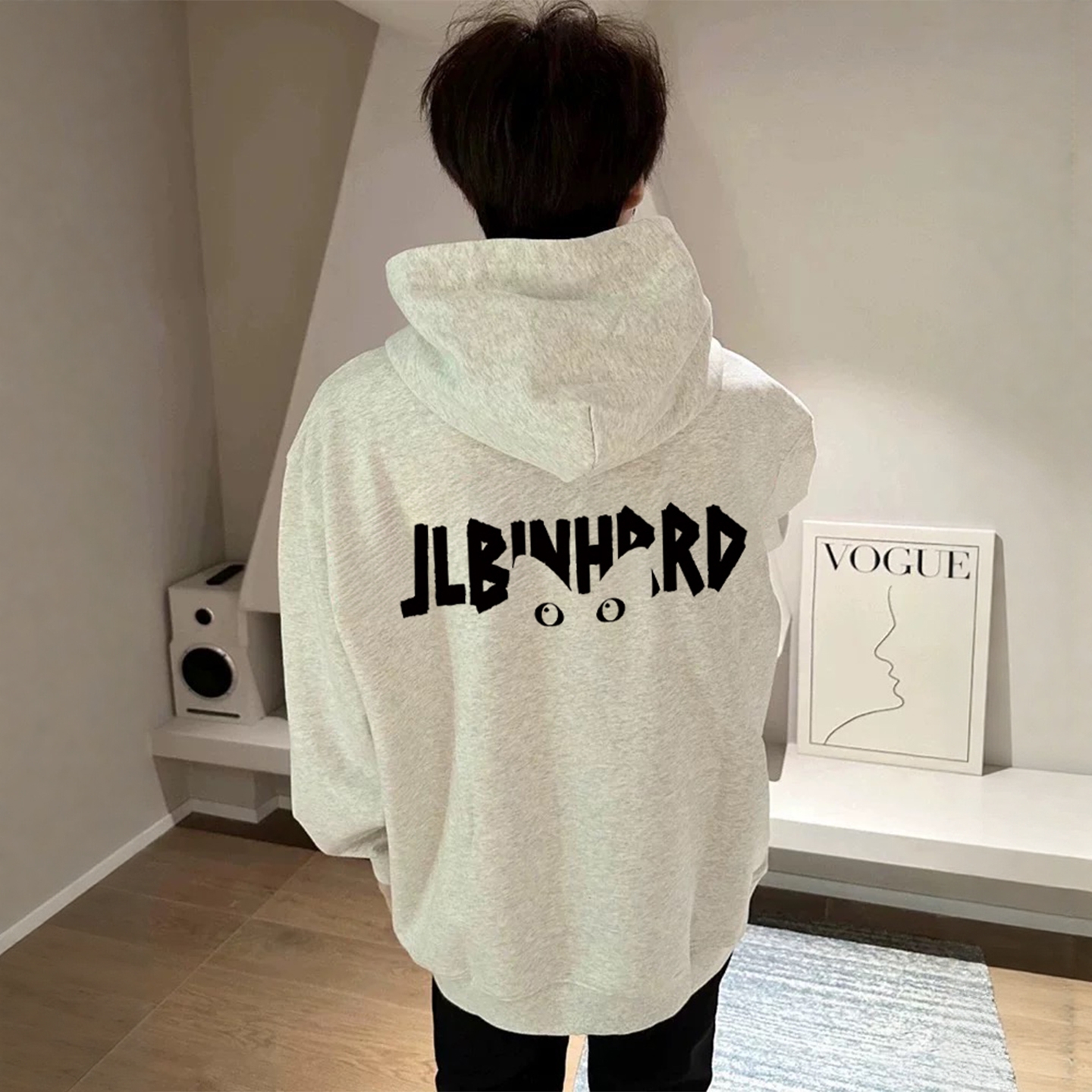 美式高街初中生连帽卫衣男款冬季加绒加厚青少年国潮纯棉重磅衣服