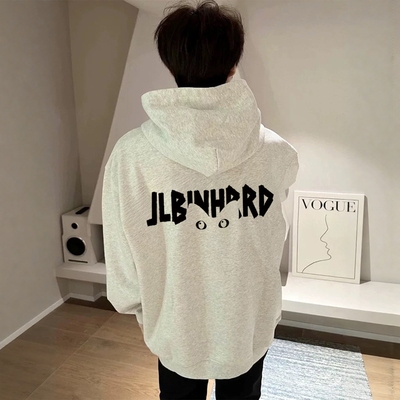 美式高街初中生连帽卫衣男款冬季加绒加厚青少年国潮纯棉重磅衣服