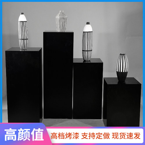 黑色烤漆展示台展示架展会立柱服装店学校哑光道具活动展览长方形