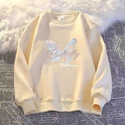 中大童无帽卫衣秋冬oversize慵懒宽松女童学生银狐绒加绒长袖外套